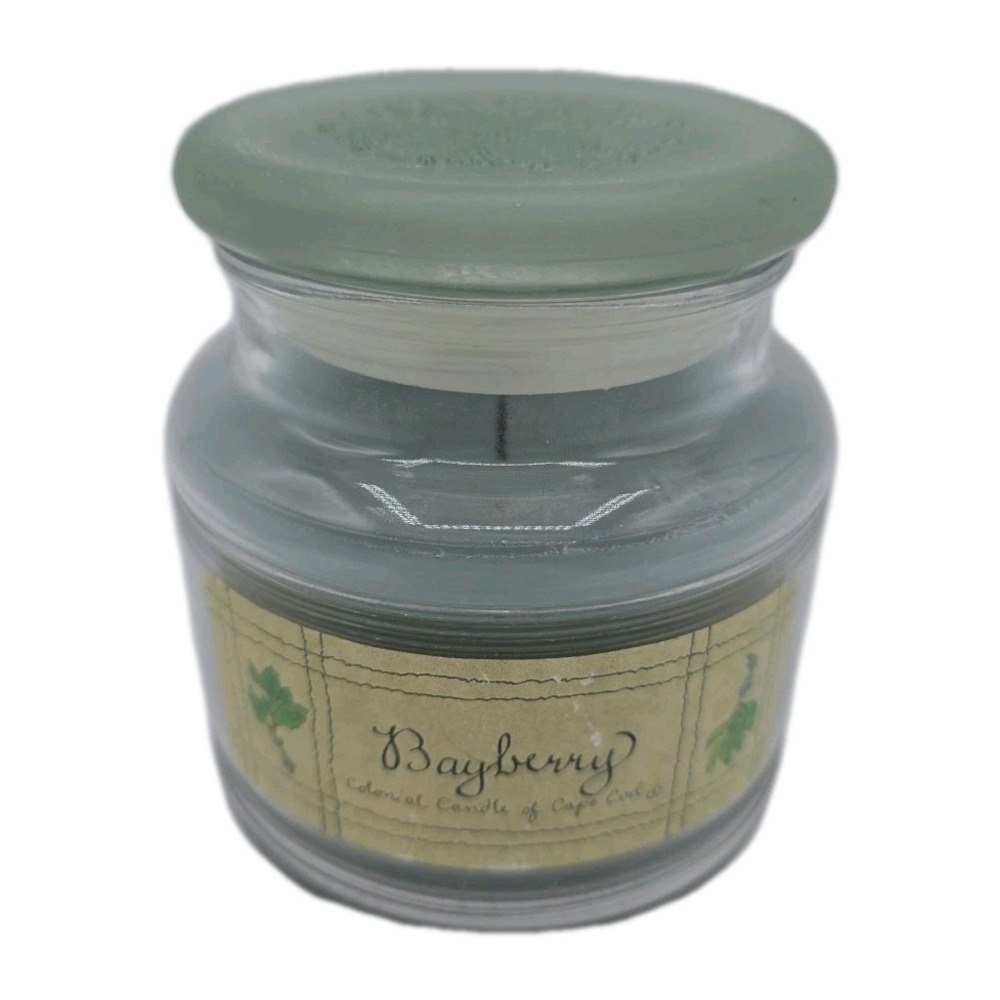Bayberry COLONIAL CANDLE Of CAPE COD Scented Fragrance Jar Candle Frosted Green